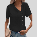 Patricia - Asymmetrisk bluse med V-hals og dekorative