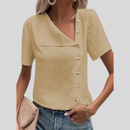 Patricia - Asymmetrisk bluse med V-hals og dekorative