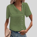 Patricia - Asymmetrisk bluse med V-hals og dekorative