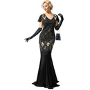 Catherine elegant lang kjole med V-hals og slim fit
