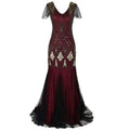 Catherine elegant lang kjole med V-hals og slim fit