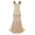 Catherine elegant lang kjole med V-hals og slim fit