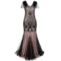 Catherine elegant lang kjole med V-hals og slim fit