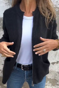 Cardigan med lynlås og lange ærmer