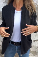Cardigan med lynlås og lange ærmer
