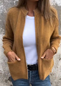 Cardigan med lynlås og lange ærmer