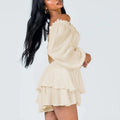 Diana - Off-shoulder minikjole med lange ærmer