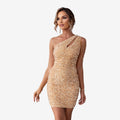 Dame One-Shoulder Minikjole med Pailletter