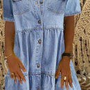 Lily - Denim midikjole med flæser