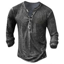 Mark - Langærmet T-shirt med henleykrave og knapdetaljer