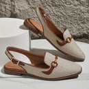 Delora flade slingback-sandaler med dekorativt spænde og