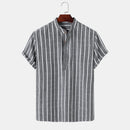 Theo - Herre stribet skjorte med button-down krave