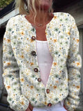 Hannah - Blød blomstret cardigan med knaplukning og