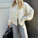 Sorella - Dame oversized cardigan med knapper og lange ærmer