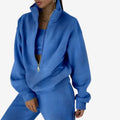 Dame Oversized Hoodie med Lynlås og Matchende Bukser