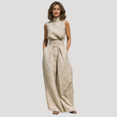 Women's Mock Neck Wide Leg Trouser Set
