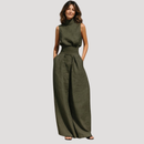 Women's Mock Neck Wide Leg Trouser Set