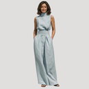 Women's Mock Neck Wide Leg Trouser Set