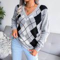Argyle V-hals sweater med tidløs stil