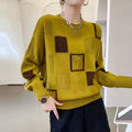 Elara - Langærmet pullover med geometrisk kvadratisk mønster
