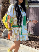 Nancy oversized A-formet kjole med unikt print