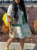 Nancy oversized A-formet kjole med unikt print