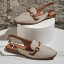 Delora flade slingback-sandaler med dekorativt spænde og