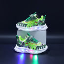 DinoSteps - Lysende sko med dinosaurdesign og LED-såler