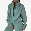 Dame Oversized Hoodie med Lynlås og Matchende Bukser