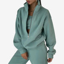 Dame Oversized Hoodie med Lynlås og Matchende Bukser