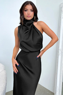 CelesteShine - Dame satin midikjole til sommer & fest med