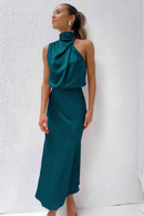 CelesteShine - Dame satin midikjole til sommer & fest med