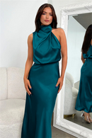 CelesteShine - Dame satin midikjole til sommer & fest med