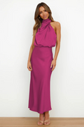 CelesteShine - Dame satin midikjole til sommer & fest med