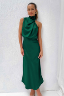 CelesteShine - Dame satin midikjole til sommer & fest med