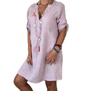RelaxChic - Let hørkjole i oversized skjortekjole-look