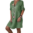 RelaxChic - Let hørkjole i oversized skjortekjole-look