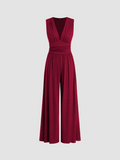 Ava - Elegant Armeløs Jumpsuit Med Dyb V-Hals