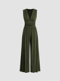 Ava - Elegant Armeløs Jumpsuit Med Dyb V-Hals