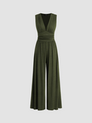 Ava - Elegant Armeløs Jumpsuit Med Dyb V-Hals