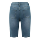 Isabella - Højtaljede denimshorts med slidte detaljer og