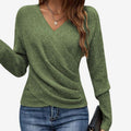 Dame Sweatshirt med V-hals og Kryds Design