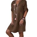 RelaxChic - Let hørkjole i oversized skjortekjole-look