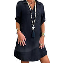 RelaxChic - Let hørkjole i oversized skjortekjole-look