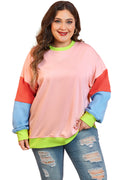 Victoria plus size patchwork sweater med farveblok