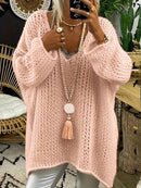 Mila – Oversized V-hals sweater med lange ærmer