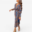 Dame Maxi Dress med V-Hals og Flydende Silhuet
