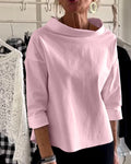Lena - Elegant Ensfarvet Sweatshirt Med Halvhøj Krave
