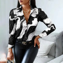 Harper – Printet bluse med turn down krave og knaplukning