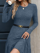 Isabella -  Dame strikket sweaterkjole med rund hals